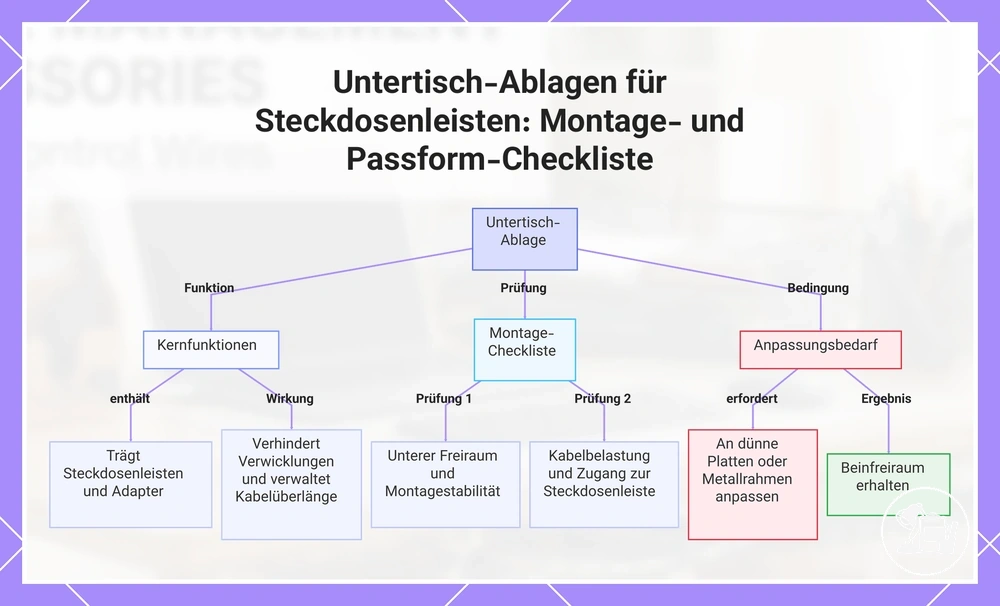 Untertisch-Kabelwanne für Steckdosenleisten: Montage- und Passform-Checkliste