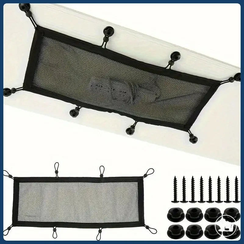 Under desk cable management net with elastic edge for wire hiding