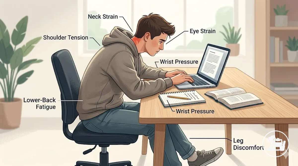 Common posture and comfort issues during study desk use