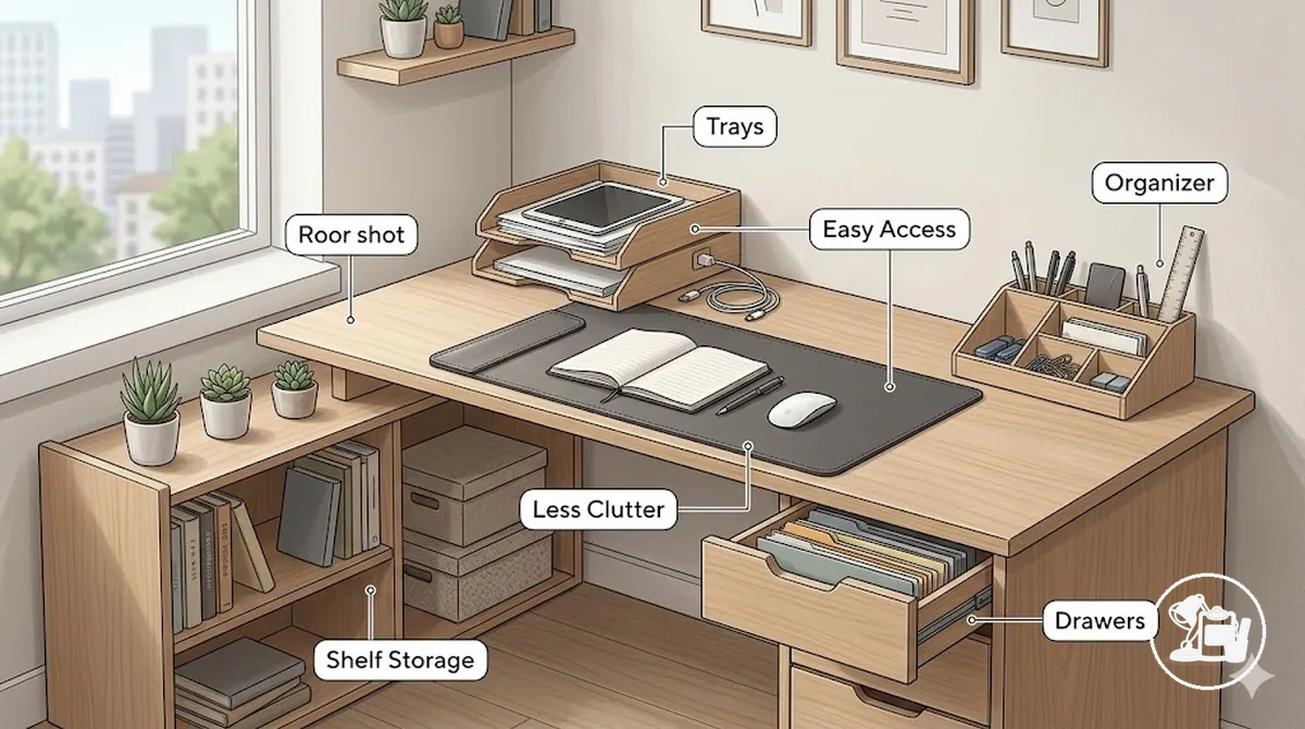 Accessoires d’organisation et de rangement pour un bureau d’étude