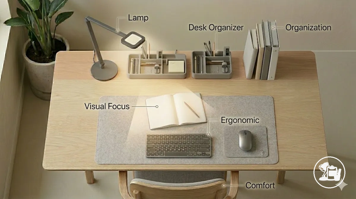 Acessórios essenciais da mesa de estudos que melhoram o foco