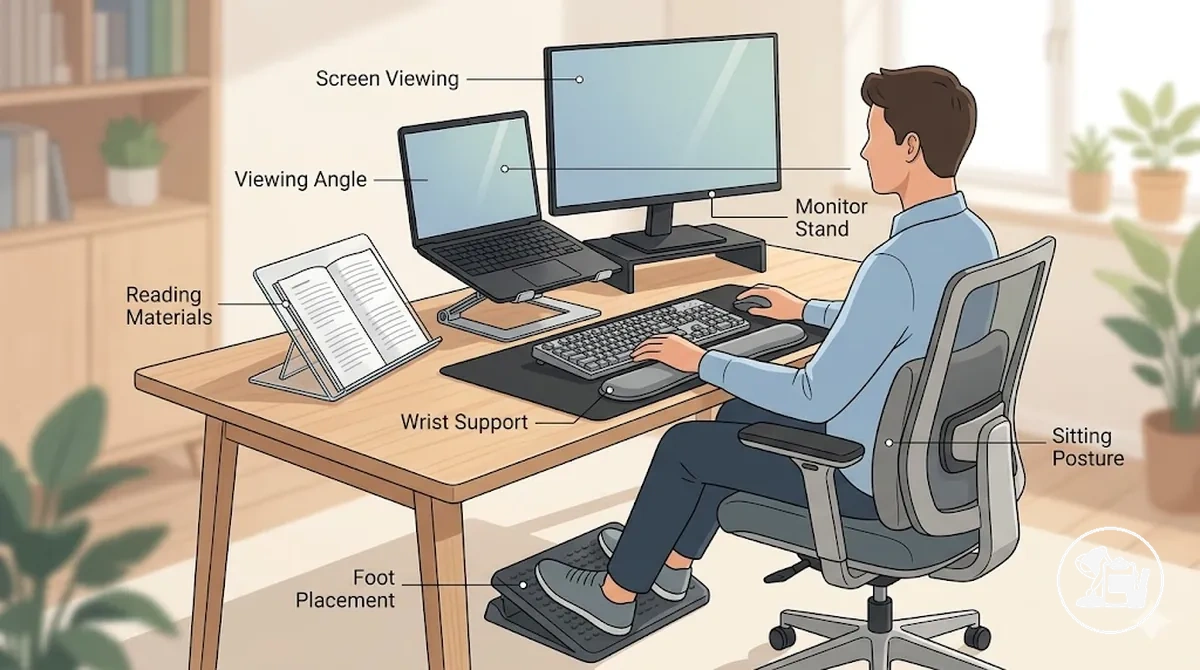 Grupos de acessórios ergonômicos organizados por função e tarefa de estudo favorecida
